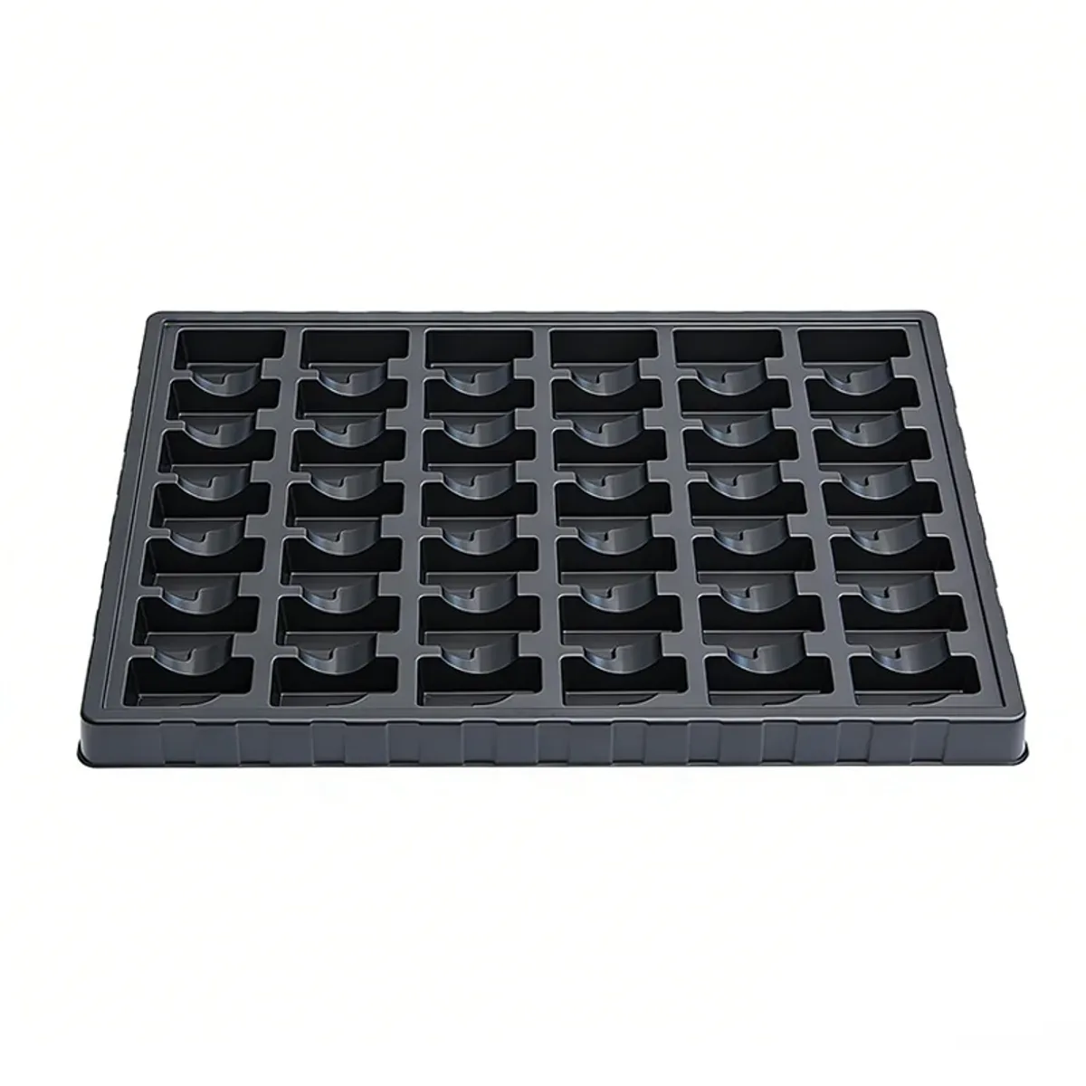 overmolded protected component presentation — custom cavity tray