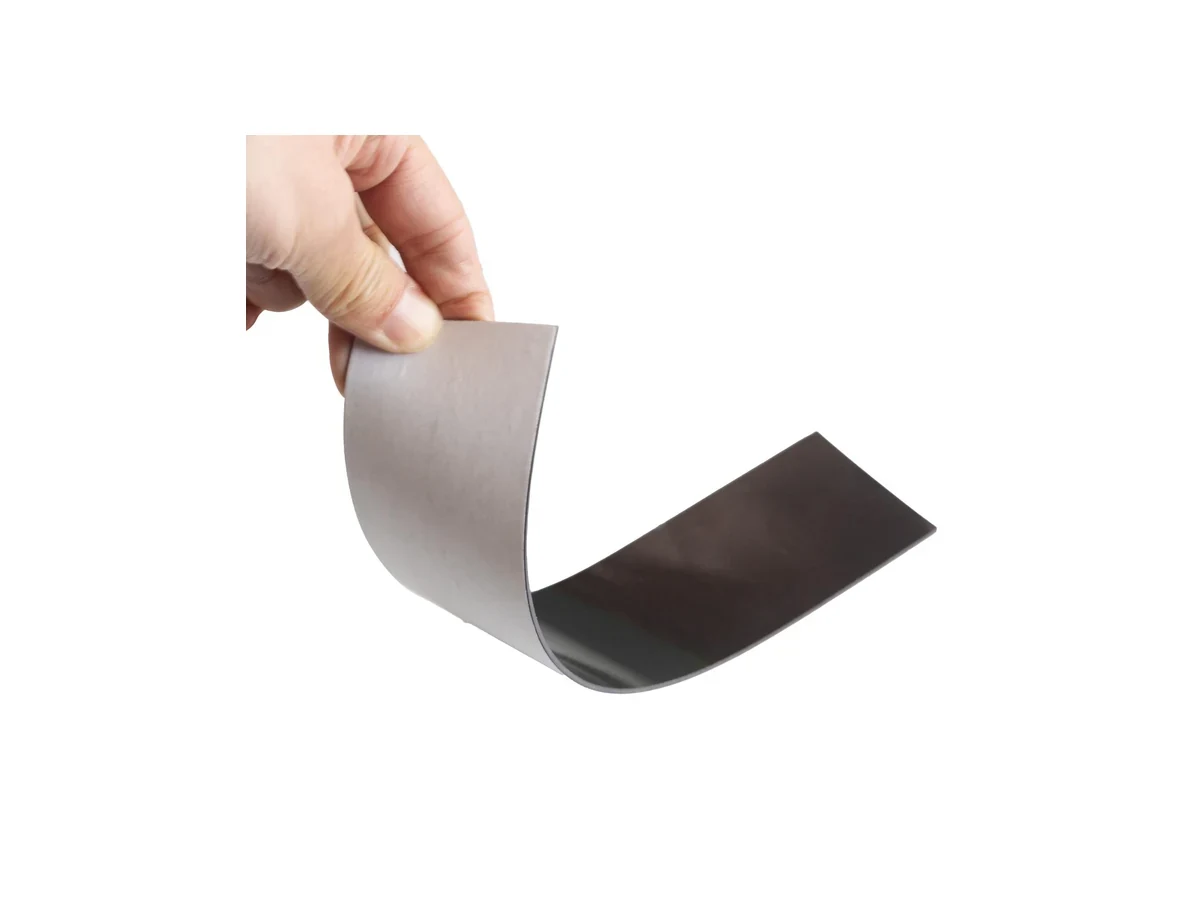 Flexible magnet strip with adhesive backing