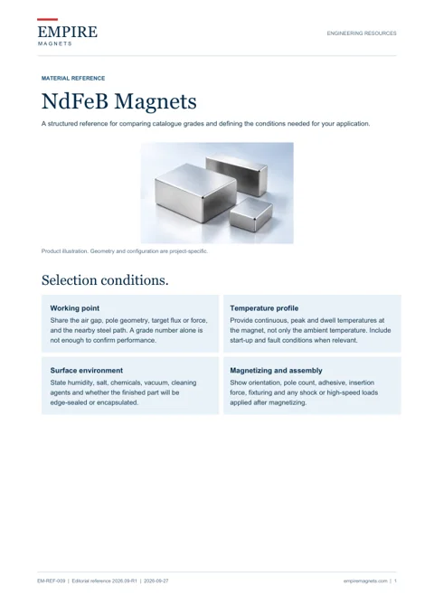 First page of NdFeB Magnets - Material reference