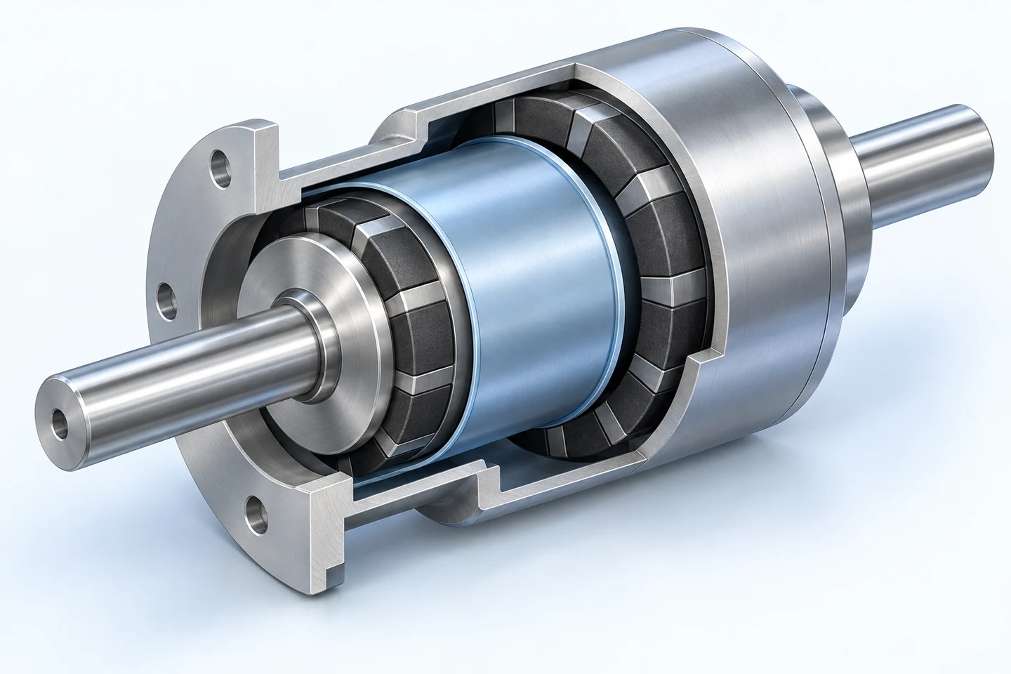 Conceptual magnetic coupling section with inner and outer rotors and a separating sleeve