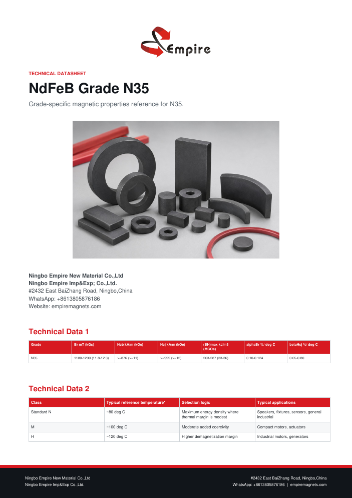 NdFeB Grade N35 cover