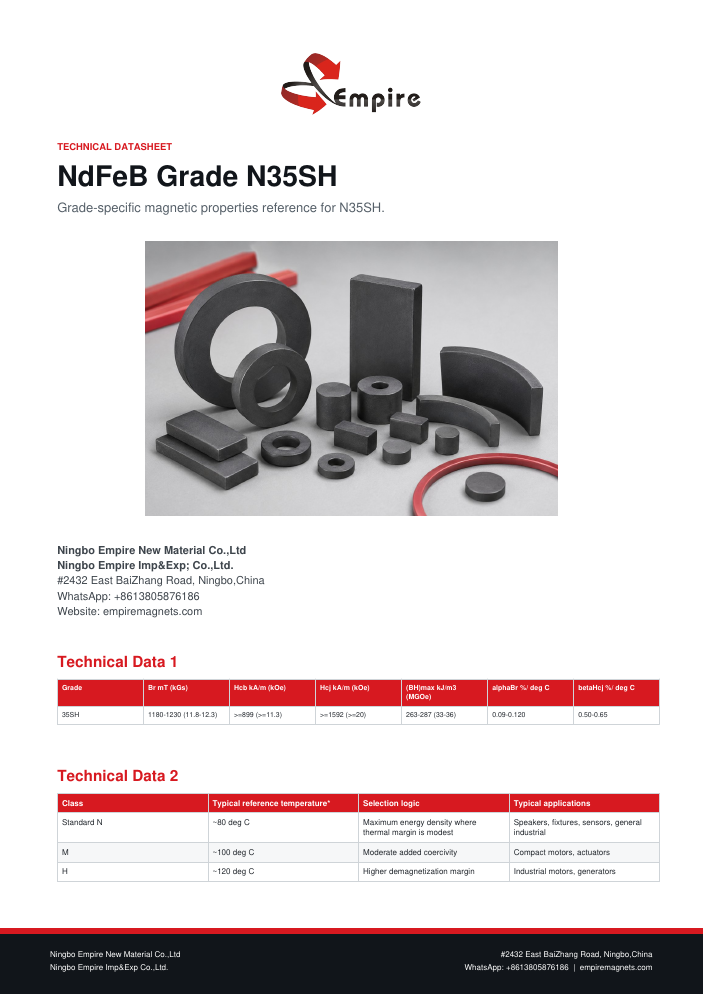 NdFeB Grade N35SH cover