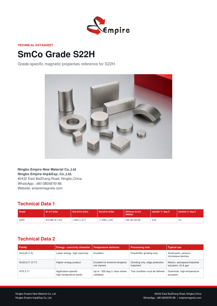 SmCo Grade S22H cover