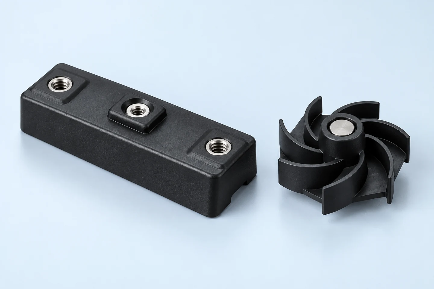 Matte polymer-covered magnetic components with mounting interfaces