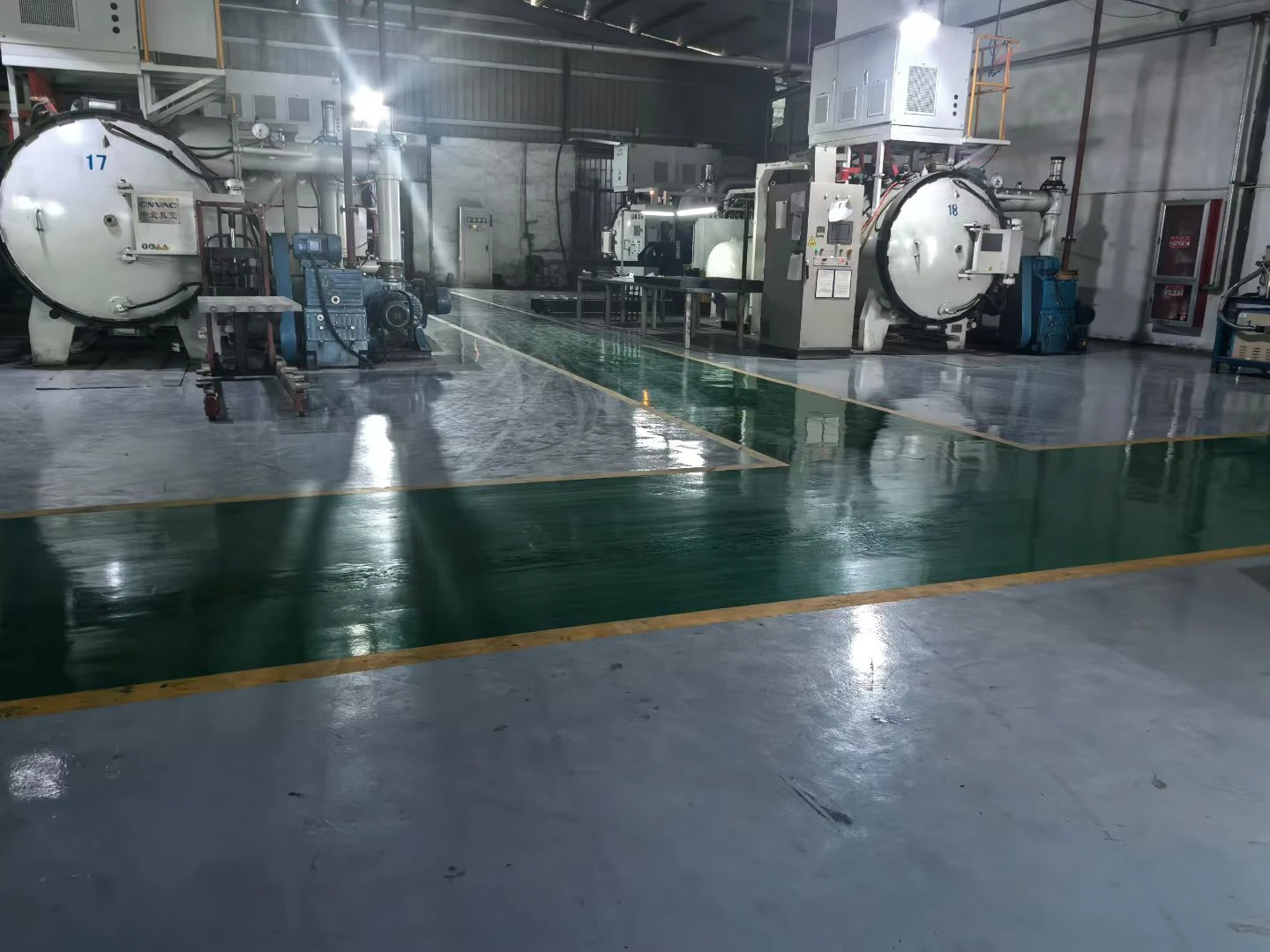 Round-door processing equipment on a production floor